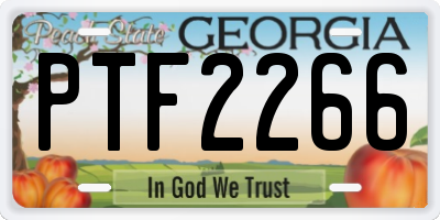 GA license plate PTF2266