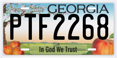 GA license plate PTF2268