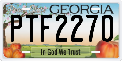GA license plate PTF2270
