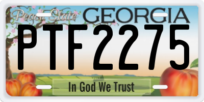 GA license plate PTF2275