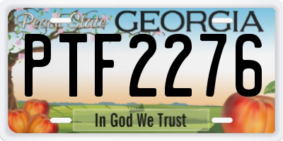 GA license plate PTF2276
