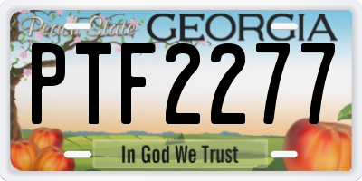GA license plate PTF2277