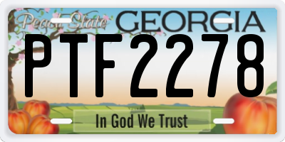 GA license plate PTF2278