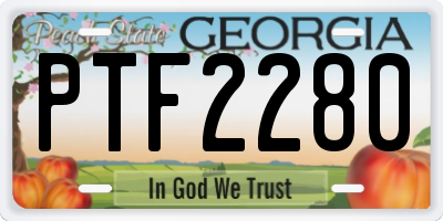 GA license plate PTF2280