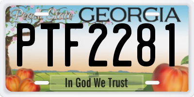 GA license plate PTF2281
