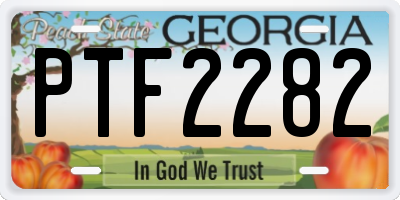 GA license plate PTF2282