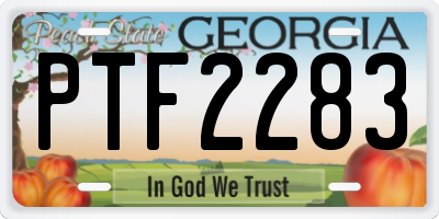 GA license plate PTF2283