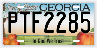 GA license plate PTF2285