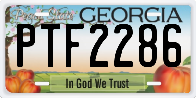 GA license plate PTF2286
