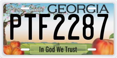 GA license plate PTF2287
