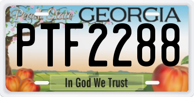 GA license plate PTF2288