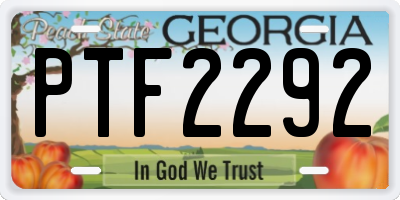 GA license plate PTF2292