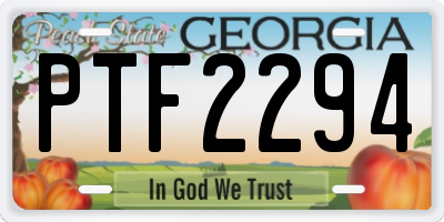 GA license plate PTF2294