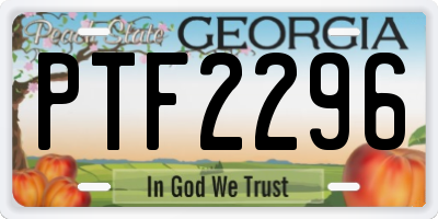 GA license plate PTF2296