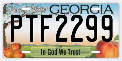 GA license plate PTF2299