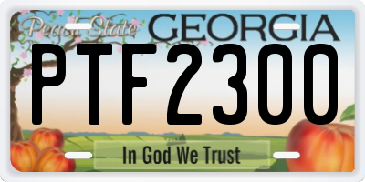 GA license plate PTF2300