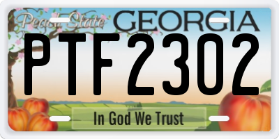 GA license plate PTF2302
