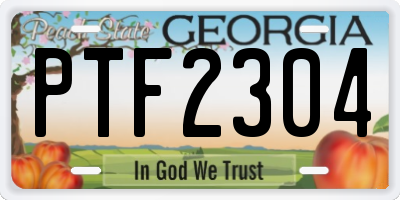 GA license plate PTF2304