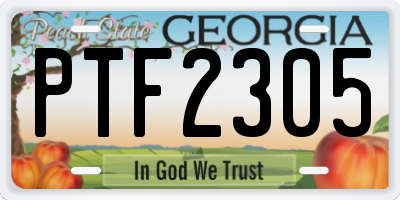 GA license plate PTF2305
