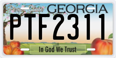 GA license plate PTF2311