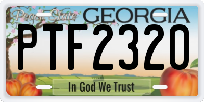GA license plate PTF2320