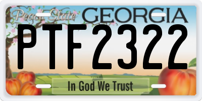 GA license plate PTF2322