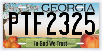 GA license plate PTF2325