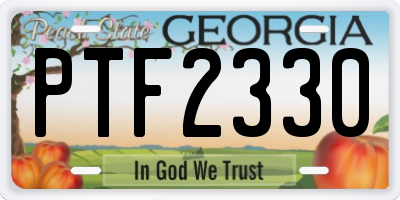 GA license plate PTF2330