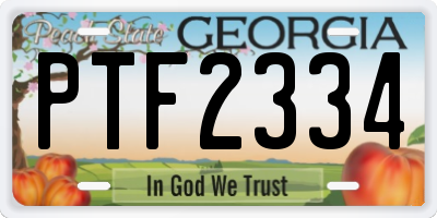 GA license plate PTF2334