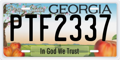 GA license plate PTF2337