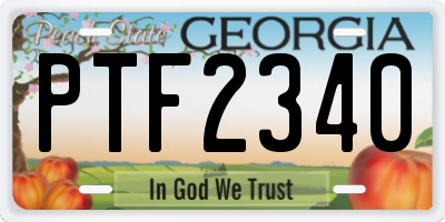 GA license plate PTF2340