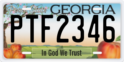 GA license plate PTF2346