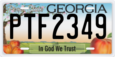 GA license plate PTF2349