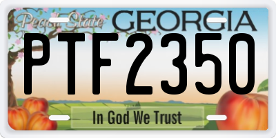GA license plate PTF2350