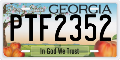GA license plate PTF2352