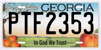 GA license plate PTF2353