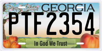 GA license plate PTF2354