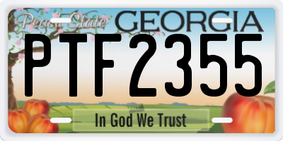 GA license plate PTF2355