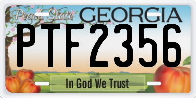 GA license plate PTF2356