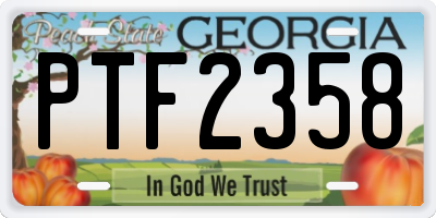 GA license plate PTF2358