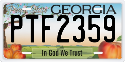 GA license plate PTF2359
