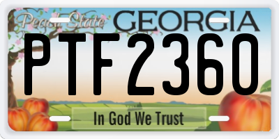 GA license plate PTF2360