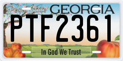 GA license plate PTF2361
