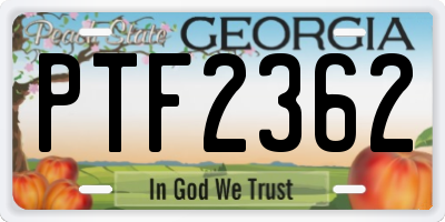 GA license plate PTF2362