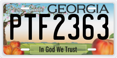 GA license plate PTF2363
