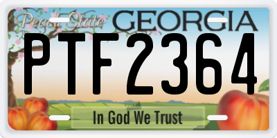 GA license plate PTF2364