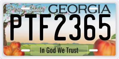 GA license plate PTF2365
