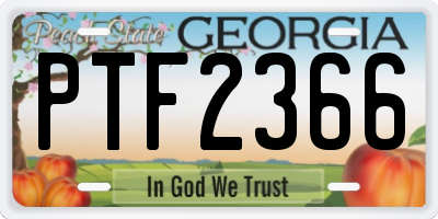 GA license plate PTF2366