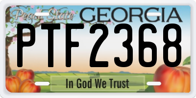 GA license plate PTF2368