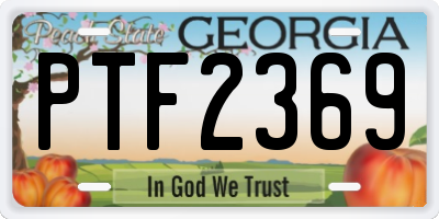 GA license plate PTF2369